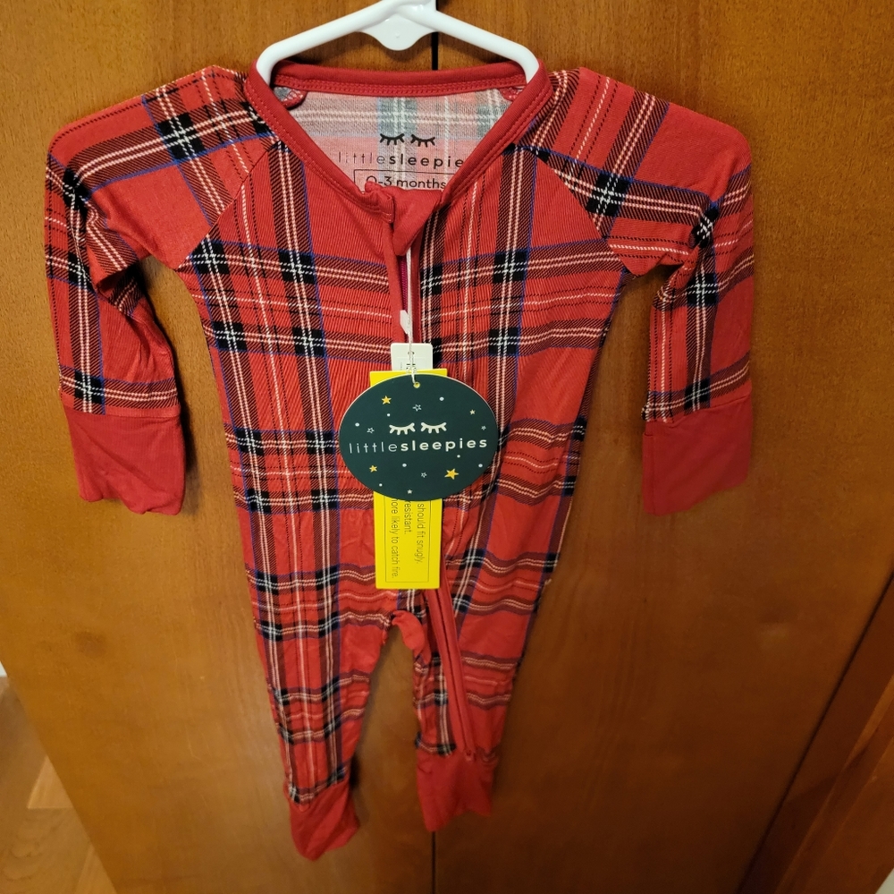 Little Sleepies Holiday Plaid Zippy NWT